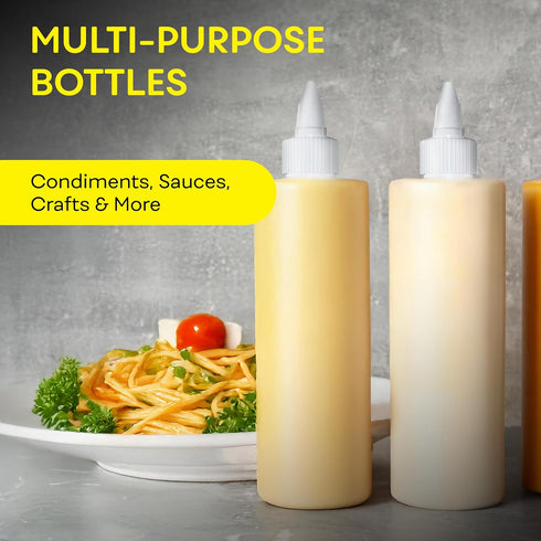 16 OZ 4 PACK BRIGHTFROM Condiment Squeeze Bottles, Empty Squirt Bottle with Twist Top Cap, Leak Proof - Great