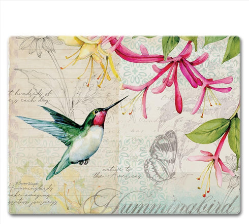 CounterArt Field Guide Hummingbird 3mm Tempered Glass Cutting Board, 10” x 8”, Dishwasher Safe, USA Made
