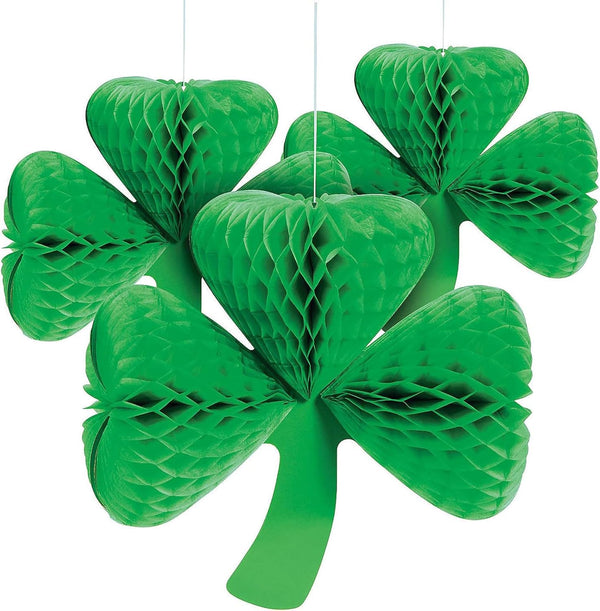 St. Patrick's Day Shamrock Tissue Hanging Decor, Set of 3 Seasonal Party Decor