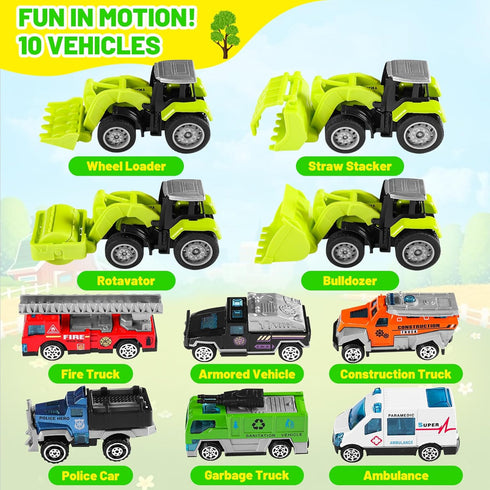 Mfmiudole Set 10 (4 6 Community 39.4"x59" Farm Play Rugs Gift - Vehicles Construction Trucks + Cars), Traffic Rug