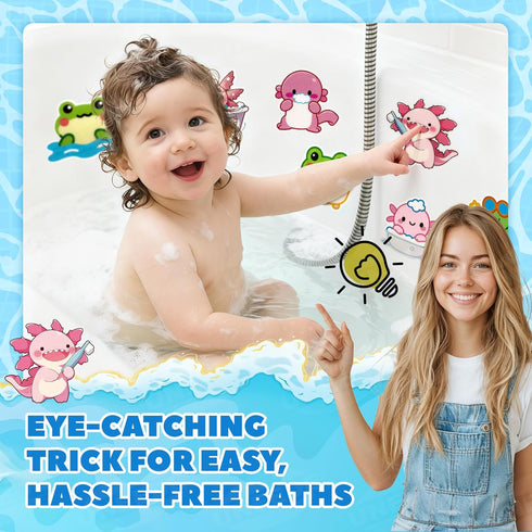 17PCS UNEEDE Kids Bathtub Mat with Non Slip Bathtub Stickers, Non Slip Shower Mat for Toddlers, Washable Anti Slip Tub
