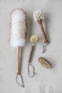 Dark Brown Beech Wood Dish Brush with Leather Strap