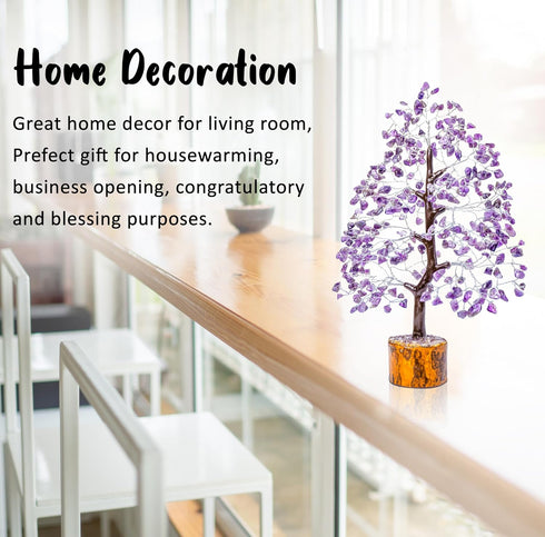 Crocon Amethyst Gemstone Tree Feng Shui Figurine Money Bonsai Good Luck Chakra Balancing