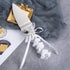 TANG SONG Stainless Steel Wedding Cake Knife and Serving Set - Pearl Flower Shape with Lace Handle