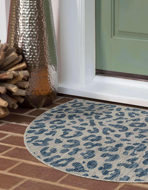 Unique Loom Outdoor Safari Collection Area Rug - Leopard, 2' 7" x 4' 1" Hearth Blue/Gray