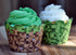 Pixel Grass Themed Cupcake Wrappers for Boys Birthday Parties, Set of 24 Reversible Engineer Builder Grass and Green