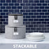 China Storage Container for Saucer, Bowls, Appetizer Plates - 7" W x 5.5" H with 12 Felt Dividers, Stackable