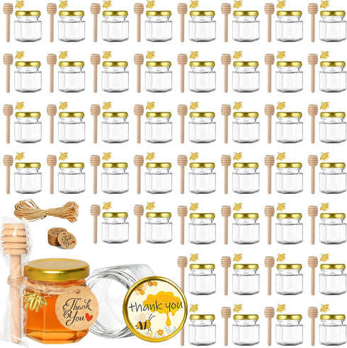 GIVAMEIHF Mini Glass Honey jars with Lids-1.5oz,48 pack Honey Jars,Small Honey Jar
