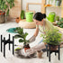 FJO 2Pcs 8 12 Inches Adjustable Plant Stand Indoor - Bamboo Plant Stands, Bamboo Mid Century Modern Plants Stands
