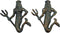Wowser Green Cast Iron King Neptune Wall Hooks, Set of 2, 6.5 Inches