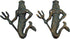 Wowser Green Cast Iron King Neptune Wall Hooks, Set of 2, 6.5 Inches