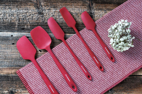 KITCHENLOVE 5 Piece Premium Silicone Spatula Set - 600°F Heat Resistant Non-Stick for Baking, Cooking, Mixing - Red