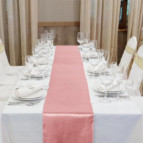 Aneco 4 Pack Satin Table Runner 12 x 108 Inch Long, Bright Silk and Smooth Fabric Party Table Runner for Wedding