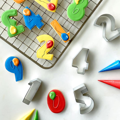 R&M 1-9 Number Cookie Cutters with Cut-Outs, 2.5” 9-Piece Gift Set - Baking Tools