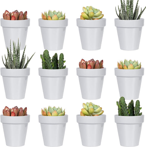 Youngever 24 Pack Mini Plastic Planters - 2 Inch Indoor Flower Pots, Grey Gardening Pot with Drainage