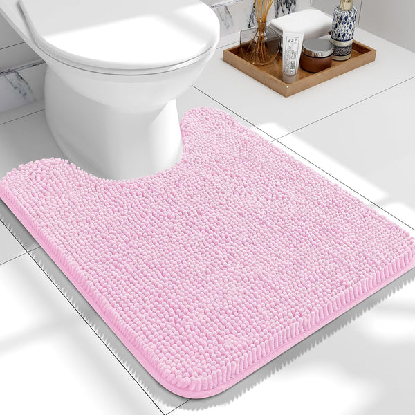 OLANLY U-Shaped Toilet Rugs 24x20, Extra Soft Absorbent Chenille Bathroom Mats, Non-Slip, Machine Washable