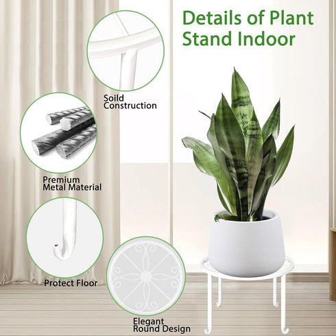 5 Pack Plant Stands White Metal Plant Stand for Outdoor Indoor Plants Heavy Duty Flower Pot Stands for Multiple Plants