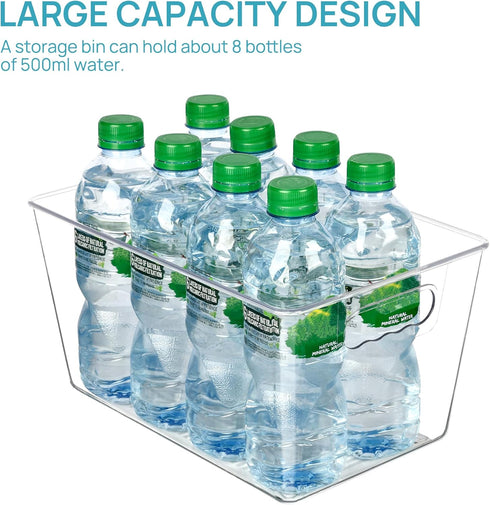 Vtopmart Clear Plastic Pantry Organizer Bins, 6 PCS Food Storage Bins with Handle for Refrigerator, Kitchen, Freezer