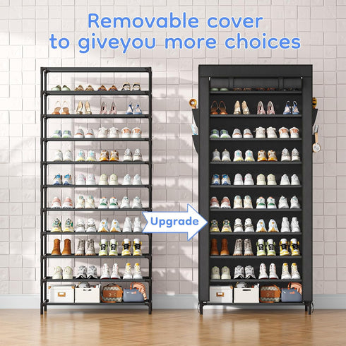 40 10 Closet, Simple Trending Tall Shoe Rack Organizer Holds Pairs, Tier Large Capacity Shoe Cabinet Storage with Cover
