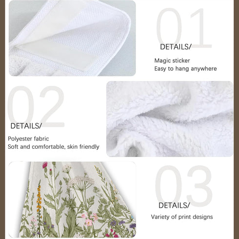 Wild Plant Flower Herbs Hand Towels with Loop, 2 PCS Soft Super Absorbent Kitchen Dish Towels, 12x17 in
