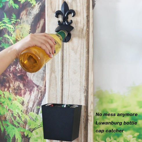 Black Bottle Cap Catcher Wall Mounted Beer Top Bucket with Drained Holes