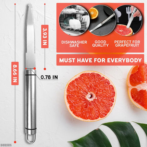 Grapefruit Knife Curved Serrated Blade Knife - Fruit Slicer Cutter small Serrated Knife Kitchen Curved Grapefruit Knife Orange Slicer Cutter - Fruit Cutter Home Kitchen Gadget Stainless Steel Knife by BURIUS