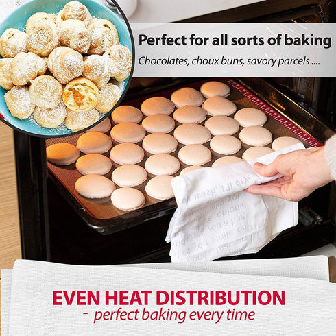 MIU Macaroon Silicone Baking Mat, Non-Stick Cookie Baking Mat, 2 Half Sheets and 1 Quarter Sheet