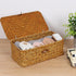 FEIALNDUO Wicker Shelf Baskets with Lid, X-Small Rectangular Handwoven Seagrass Storage Basket Bins for Home Organizer
