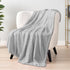PAVILIA Light Grey Fleece Throw Blanket for Couch, 60x80 Inches, Soft Cozy Fuzzy Flannel Blanket with Pom Pom Fringe