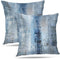 Set of 2 Blue and Grey Abstract Art Pillow Covers, 18 x 18 Inch Decorative Throw Pillows for Living Room Bedroom Sofa