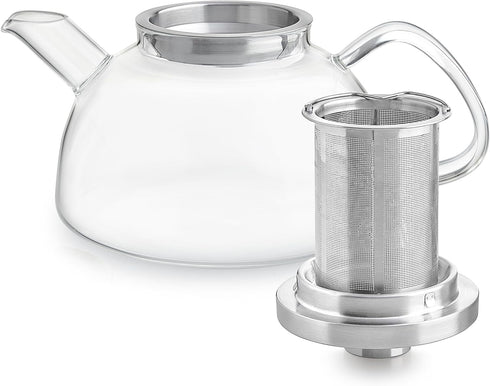 40oz Teabloom Balance Borosilicate Glass Tea Kettle & Teapot Stovetop-Safe, Deep Loose Tea Infuser for Hot & Iced Tea