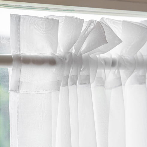 Aquazolax Sheer Curtains for Door Window Set of 2 - Lightweight Privacy Curtain with Tiebacks, Pure White