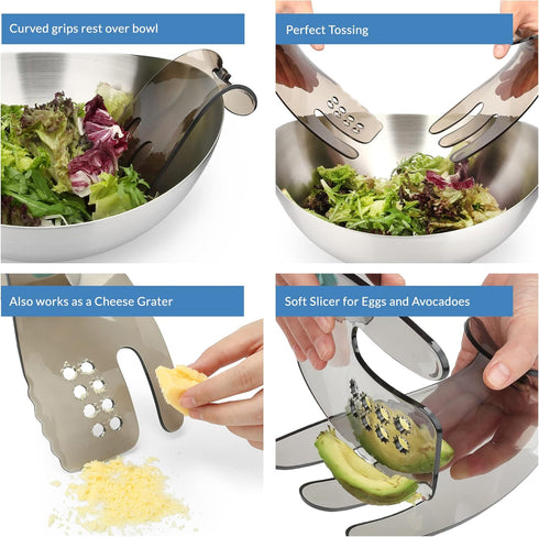 Salad Hands - Space Saving Salad Tongs for Serving, Dishwasher Safe, One Pair