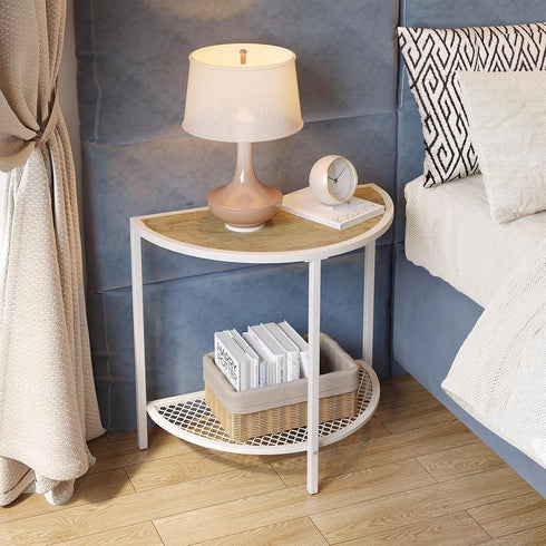 SAYGOER Small End Table 19.7'' Half Moon Side Table for Living Bed