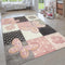Kids Room Rug Pastel Colors Butterflies Check Pattern Spots Flowers Colourful, Size:2'8"