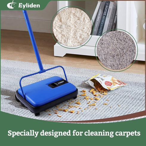Eyliden Mini Carpet Sweeper: Lightweight Hand Push, Non-Electric, Easy Manual Sweeping for Carpet