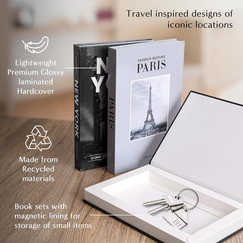 Set 3 Designer Books Decor of Decorative Books for Home Decor Aesthetic Black & White Faux/Fake Book for Decoration on