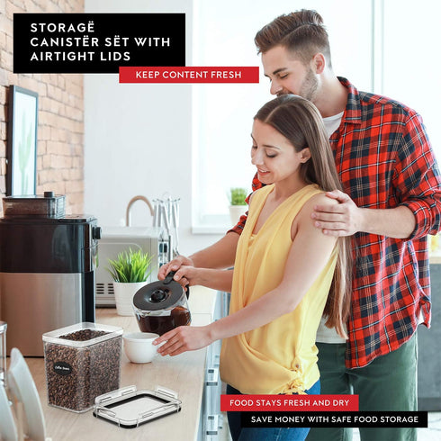 DWËLLZA KITCHEN Airtight Food Storage Container Set, 8 Pieces, 1.4L, BPA Free, Dishwasher Safe, Includes 8 Labels