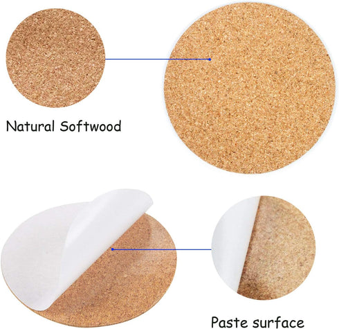 Allazone Self-Adhesive Cork Rounds, 70 Pack Cork Backing Sheets for Wall Decoration, Party Supplies, Coasters & DIY