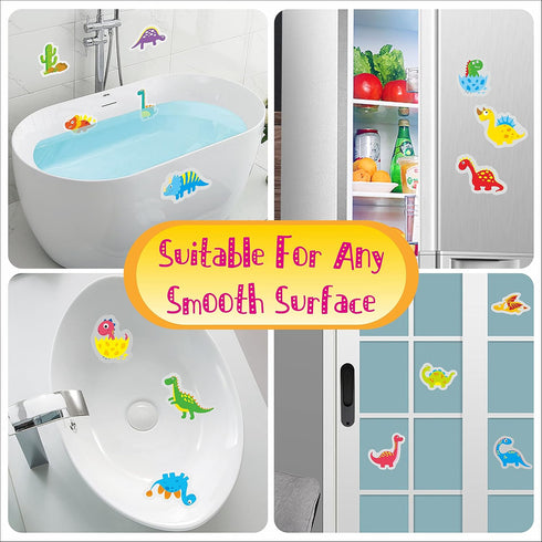 Hebayy 30 Non Slip Bathtub Stickers with Dinosaur Design, Waterproof Anti Skid for Shower and Bathtub