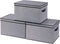 Fabric Storage Boxes 7.1 x 9.1 x 13 Inch, Storage Baskets with Lids, Decorative Linen Closet Organizers, Small Gray (3