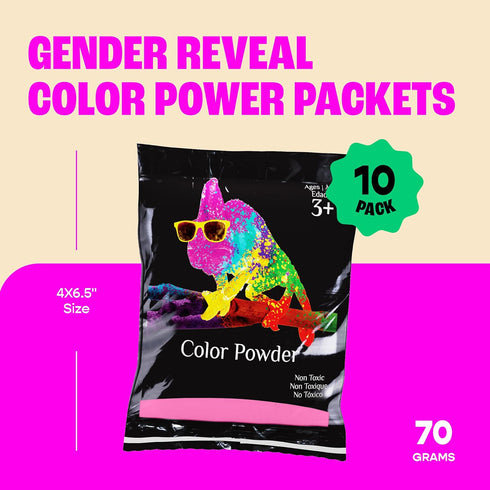 70g 10 Pack Chameleon Colors Pink Gender Reveal Powder Bags - Bags - - Perfect for Parties - Vibrant Pink Color