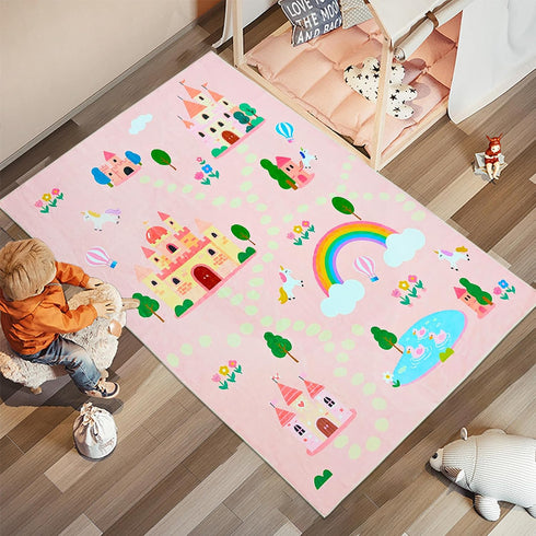 3.3'x5' ABREEZE Kids Rug Play Mat Ultra Soft Rugs for Kids Room, Non Slip Castle Road Children Nursery Rug Carpet