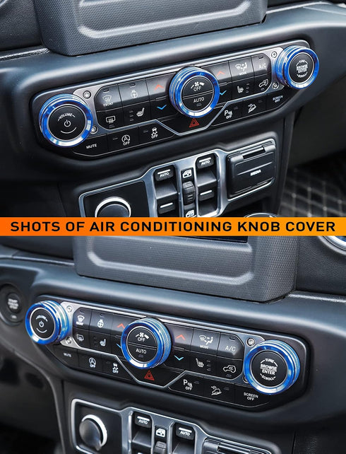 Savadicar HVAC Climate Control Panel Knob Trim Kit & Light Control Switch Cover for 2018-2024 Jeep Wrangler JL JLU &