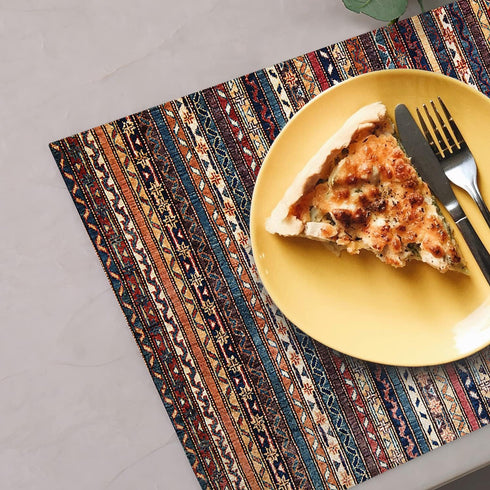 Batmerry Vintage Turkish Floral Placemats Set of 4, Woven Burlap Modern Placemats for Dining Table, Kitchen, Round