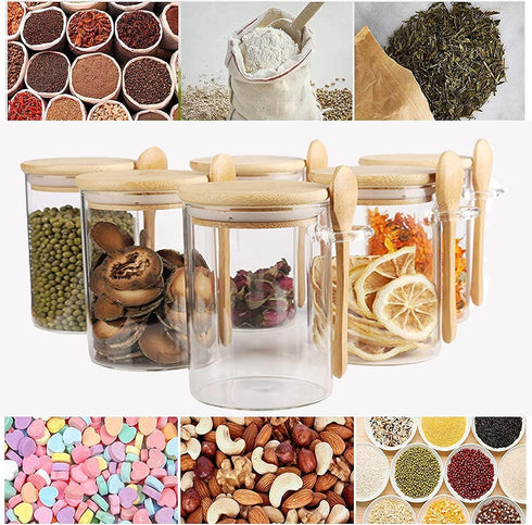 Povinmos Lids,17oz Beans(2) Overnight Oats Containers with Oats Glass Jars Storage Containers, Oatmeal Cups,Meal Prep