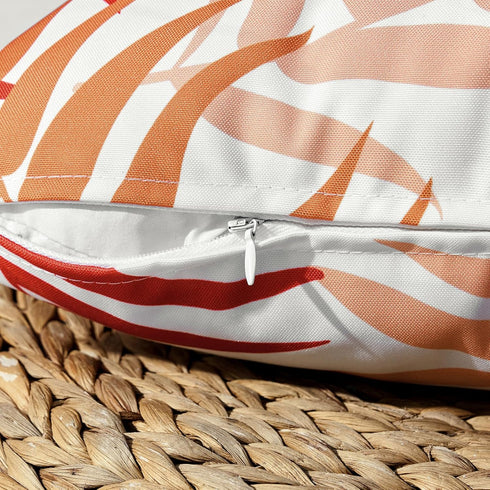 MIULEE Pack of 2 Outdoor Waterproof Throw Pillow Covers, 16x16 Inch, Orange Natural Leaves Pattern for Patio Couch