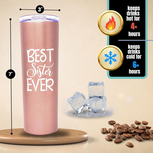 Coffee Sister Cup Tumbler - Cafe Travel Cup Gifts for Sisters & Brothers, Christmas, Birthday Present