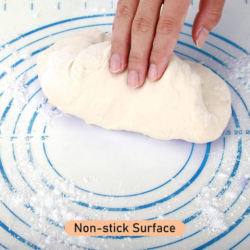 Silicone Baking Mat with Measurements, Pastry/Fondant/Dough Rolling Counter/Oven Liner Mat, 20''(W) x 28''(L) Blue