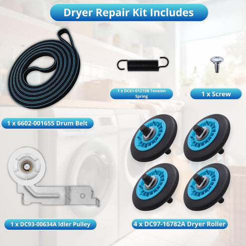 Dryer Repair Kit for Maytag MDE9700AYW MDE6700AYW MDG9700AWW Samsung DV44AGPXAA DV330AEBXAA01, DC97-16782A